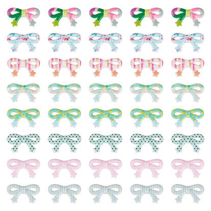 40шт. 8цветные напечатанные непрозрачные акриловые бусины, бантом