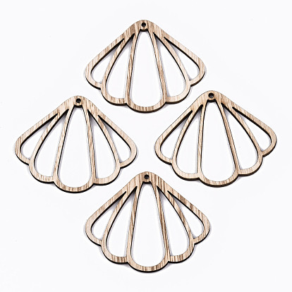 Unfinished Hollow Wood Big Pendants, Undyed, Laser Cut Wood Shapes, Shell Shape