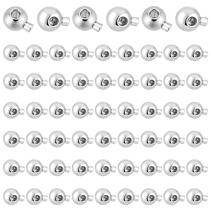 60 perles à écraser en laiton, plaqué longue durée, ronde