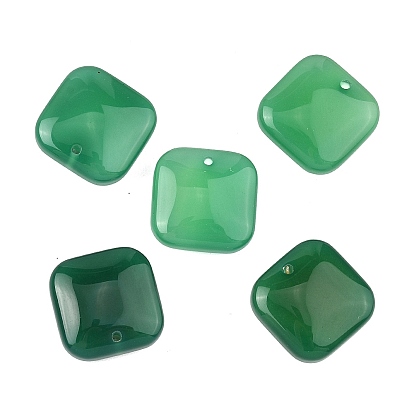 Квадратные подвески из натурального зеленого оникса и агата, окрашенная и подогревом