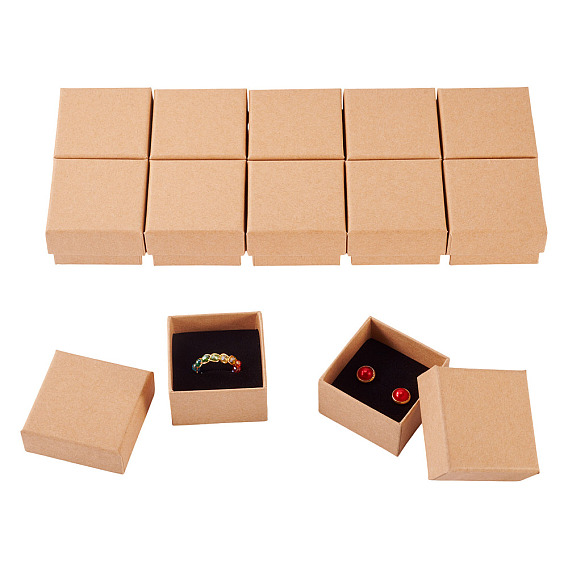 12шт картонные шкатулки для ювелирных изделий, Для кольца, квадратный