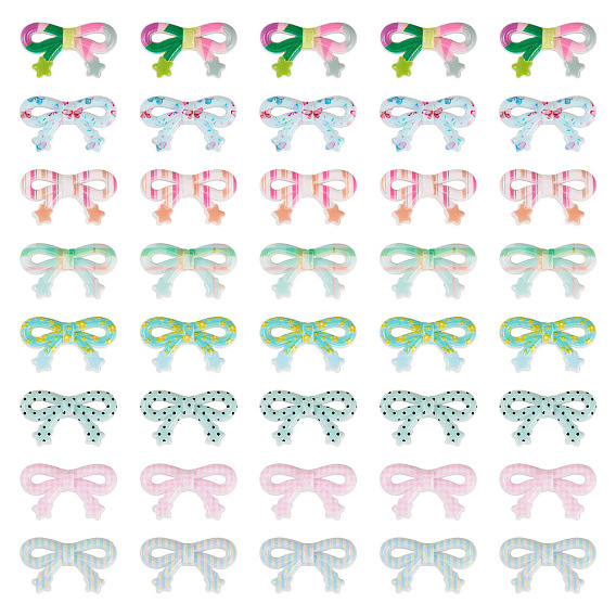 40шт. 8цветные напечатанные непрозрачные акриловые бусины, бантом