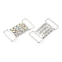 (Defective Closeout Sale: Uneven Back Plating) Brass Micro Pave Crystal AB Rhinestone Rectangle Connector Charms, for Shoes Decor