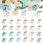72Pcs 12 Colors Glass & Acylic Flower Pendants, with Brass Findings, Golden