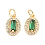 Покрытие стойки латунь микропаве прозрачные кубические циркониевые подвески, долговечный, без свинца и без кадмия, овальные амулеты, с целью перехода в кольце, зелёные