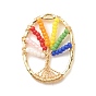 Glass Seed Beads Pendants, with Brass Wire & Alloy Findings, Oval
