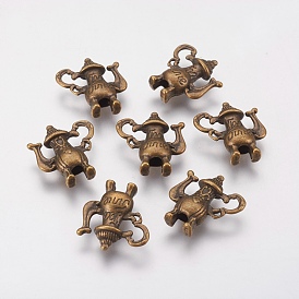 Metal Alloy Pendants, Lead Free and Cadmium Free, Teapot, 20x15x4mm, hole: 4mm