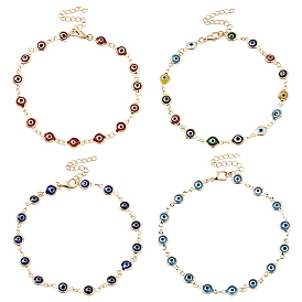 4 шт. 4 цветные латунные браслеты-цепочки ручной работы с защитой от сглаза, золотые