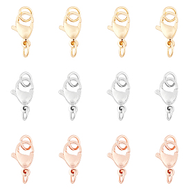 Rack Plating and PVD Vacuum Plating Brass Lobster Claw Clasps for Jewelry Necklace Bracelet Making, with Two Jump Rings, Cadmium Free & Lead Free