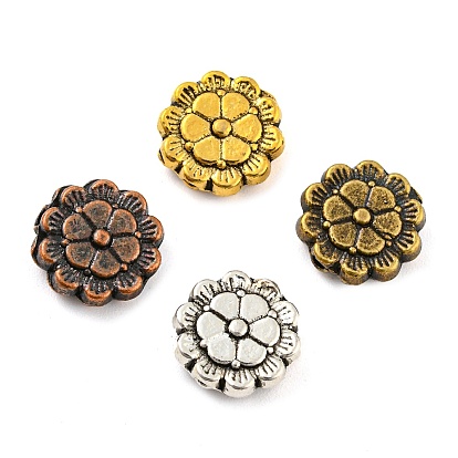 Сплавочные овальные бусины тибетского стиля , без свинца и без кадмия, цветок