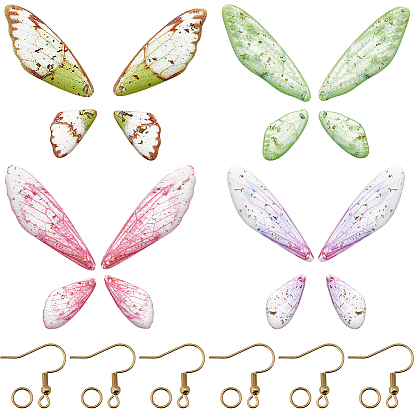 Наборы для изготовления серег своими руками, включая подвески из смолы в виде крыльев, 304 крючки для серег из нержавеющей стали и кольца прыгуны открытые