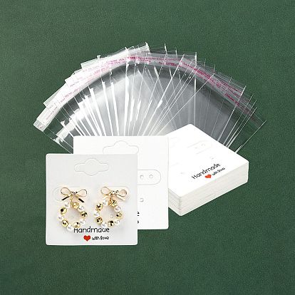 30 шт. квадратные бумажные карточки для демонстрации сережек, Карточка для демонстрации ювелирных изделий для демонстрации сережек, с 30 целлофановыми пакетами OPP
