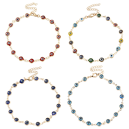 4 шт. 4 цветные латунные браслеты-цепочки ручной работы с защитой от сглаза, золотые