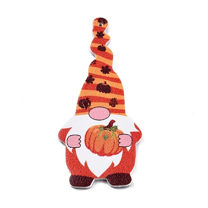 Halloween Theme Imitation Leather Pendant, Dwarf with Pumpkin