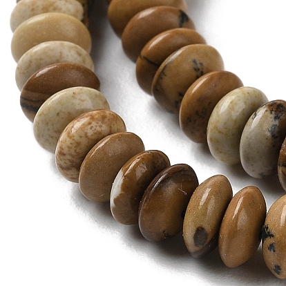 Natural Picture Jasper Beads Strands, Saucer Beads, Rondelle