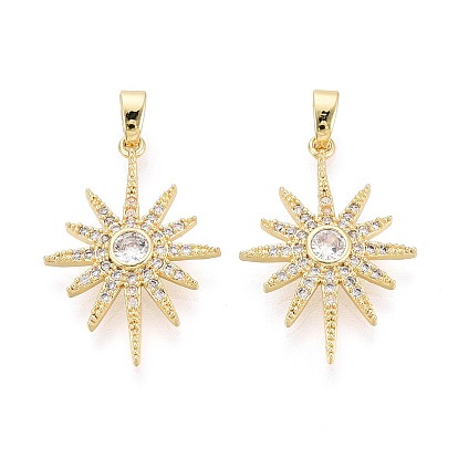 Латунные микропаве прозрачные подвески с фианитом, солнечные чары