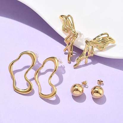 304 из нержавеющей стали серьги, реальный 18 k позолоченный