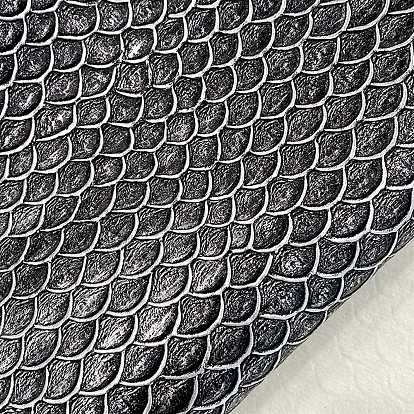Embossed Fish Scales Pattern Imitation Leather Fabric, for DIY Leather Crafts, Bags Making Accessories
