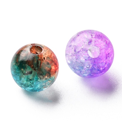 396 pcs 12 couleurs perles acryliques craquelées transparentes, ronde