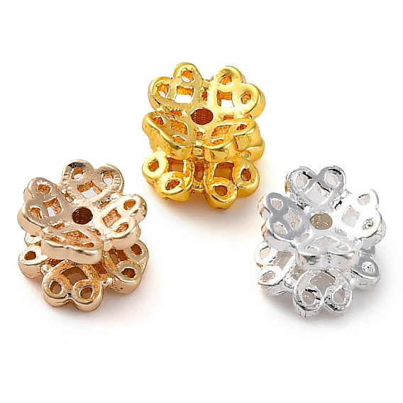 Шапочки и конусы для бусин, латунные, долговечный, цветок