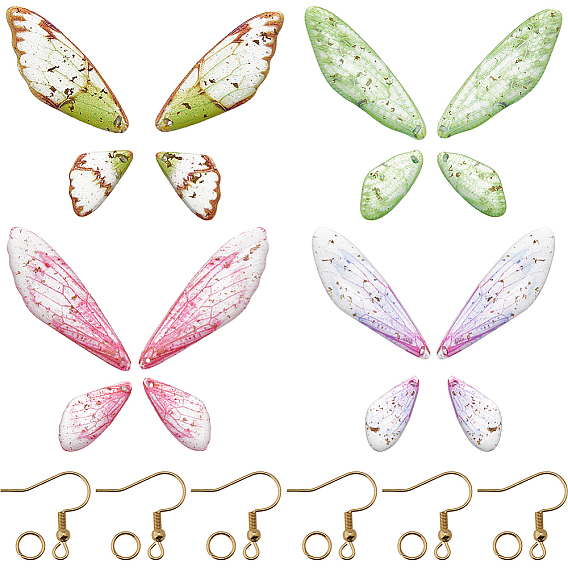 Наборы для изготовления серег своими руками, включая подвески из смолы в виде крыльев, 304 крючки для серег из нержавеющей стали и кольца прыгуны открытые