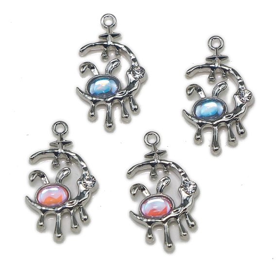 Подвески из цинкового сплава, с кошачий глаз, луна и кролик