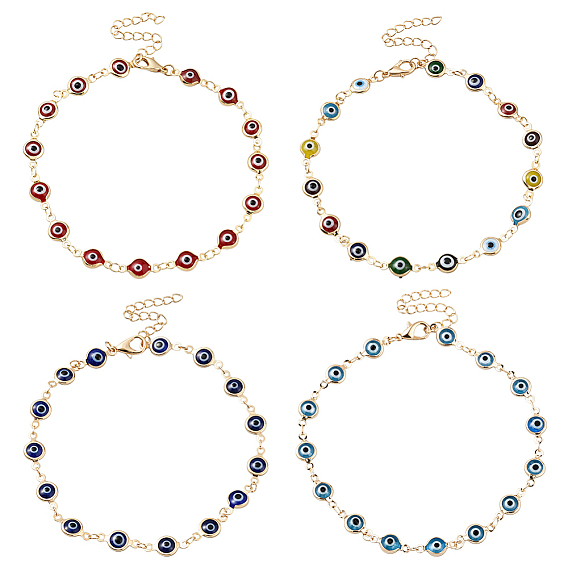 4 шт. 4 цветные латунные браслеты-цепочки ручной работы с защитой от сглаза, золотые