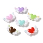 Printed Opaque Acrylic Beads, Heart & Wing