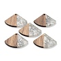 Wood and Resin Pendants, with Gold Foil or Silver Foil, Fan Shaped