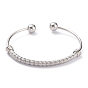 Vacuum Plating 304 Stainless Steel Torque Bangles, with Round Immovable Beads, Twisted