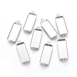 304 configuración del conector cabujón de acero inoxidable, copas de bisel de borde liso, Rectángulo