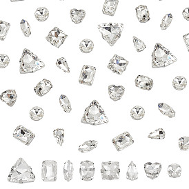 80 шт. 8 стили квадрат/сердце/глаз лошади пришитые стразы, многожильные звенья со стеклянными стразами, с экологически чистыми латунными штырями, аксессуары для одежды, граненые