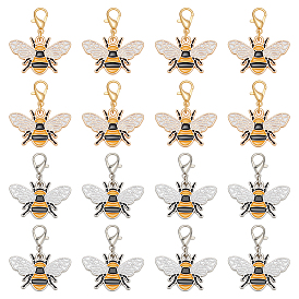 32шт 2 цвета пчелы сплав эмаль подвеска украшения, Сплав с застежками когтя омара