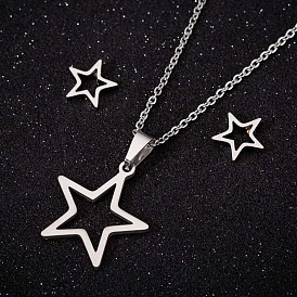 Minimalist Stainless Steel Star Earrings and Necklace Set - Chic and Unique