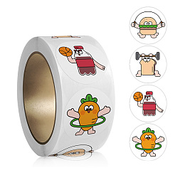 Paper Self-Adhesive Cartoon Stickers, Round Dot Cute Food Character Decals for Kid's Art Craft