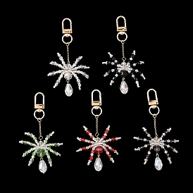 Colgantes de araña de Halloween de cristal y acero inoxidable, con broches de aleación giratorias, la luz de oro