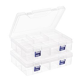 Cajas organizadoras de plástico de doble capa, cajas de almacenamiento multipropósito, con 8 compartimentos rectángulo
