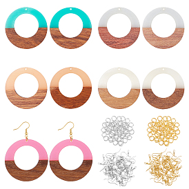 Olycraft DIY Dangle Earring Making Kits, Including 10Pcs 5 Colors Resin & Walnut Wood Pendants, 20Pcs 2 Colors Brass Earring Hooks and 20Pcs 2 Colors Jump Rings