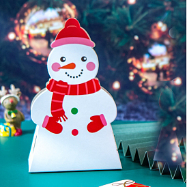 Snowman Shape Paper Bakery Boxes, Christmas Theme Gift Box, for Mini Cake, Cupcake, Cookie Packing