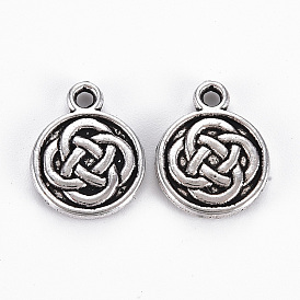 Тибетский стиль сплава Ириш вечность узел подвески, без кадмия и без свинца, плоско-круглые