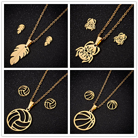 Minimalist Feather Leaf Beetle Stainless Steel Sports Set - Volleyball, Basketball & More!
