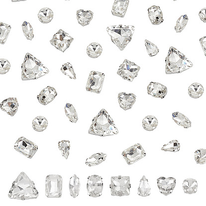 80 шт. 8 стили квадрат/сердце/глаз лошади пришитые стразы, многожильные звенья со стеклянными стразами, с экологически чистыми латунными штырями, аксессуары для одежды, граненые