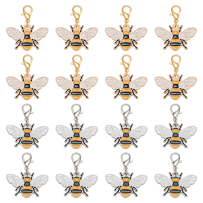 32шт 2 цвета пчелы сплав эмаль подвеска украшения, Сплав с застежками когтя омара