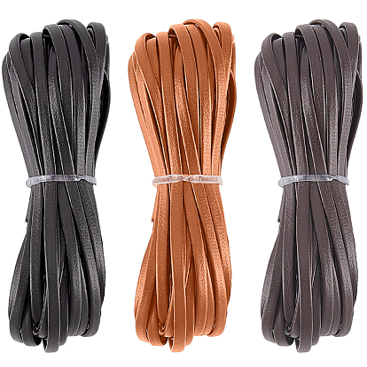 3шт 3 цвета плоский шнур из искусственной кожи, для пошива одежды, с 1шт. подарочных мешочков из органзы на завязках