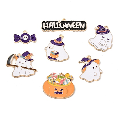 Halloween Alloy Enamel Pendants, Golden