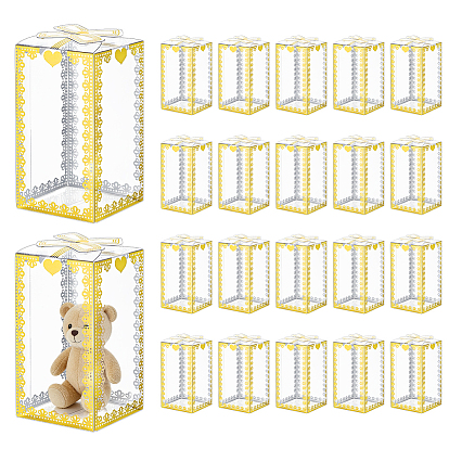Boîtes d'emballage transparentes pour animaux de compagnie avec marquage doré, Boîtes de rangement rectangulaires pliables avec nœud papillon