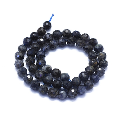 Natural Iolite Beads Strands, 128 Faceted, Round