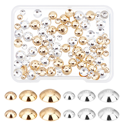 120Pcs 3 Style Brass Beads Cap, Long-Lasting Plated, Apetalous