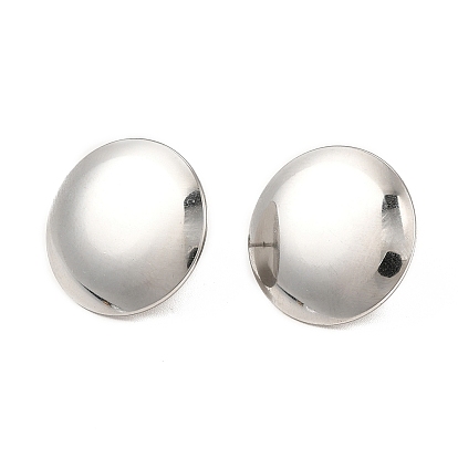 304 Stainless Steel Flat Round Stud Earrings for Women