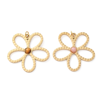 Природных драгоценных камней подвески, , с ионным покрытием (IP) 304 настройки и соединительные кольца из нержавеющей стали, реальный 18 k позолоченный